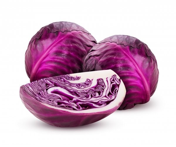 Two,Red,Cabbage,And,Slice,Isolated,On,White,Background.,Clipping
