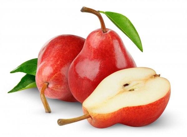 Isolated,Pears.,Two,Whole,Red,Pear,Fruits,And,A,Half