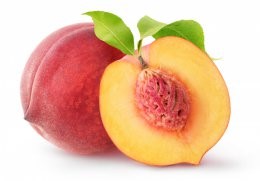 Isolated,Peach,Fruits.,One,Whole,Fresh,Peach,And,A,Half